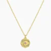 18K Gold Plated Amethyst Birthstone Coin Necklace