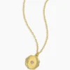18K Gold Plated Amethyst Birthstone Coin Necklace