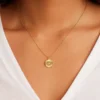 18K Gold Plated Amethyst Birthstone Coin Necklace